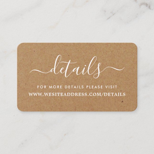 Rustic Country Kraft Simple Script Details Enclosure Card (Front)