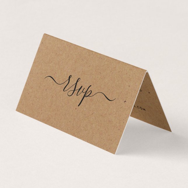 Rustic Country Kraft Simple Script Photo RSVP Card (Front)