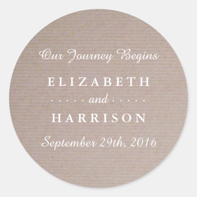 Rustic Country Kraft Wedding Favour Classic Round Sticker (Front)