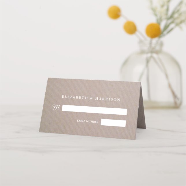 Rustic Country Kraft Wedding Place Card (Front)
