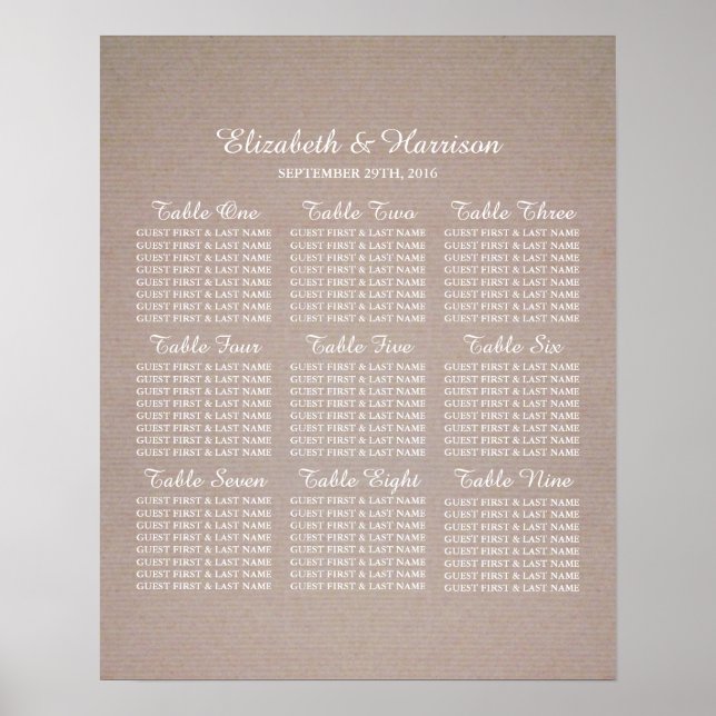Rustic Country Kraft Wedding Poster (Front)