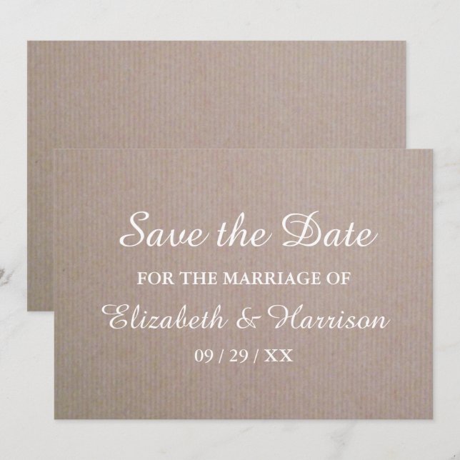 Rustic Country Kraft Wedding Save The Date (Front/Back)