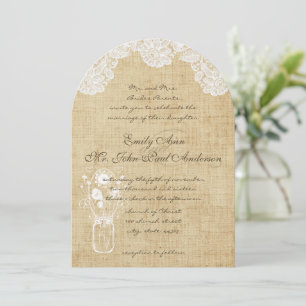 Rustic Country Lace and Burlap Wedding Invitations