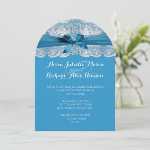 Rustic Country Lace Blue Wedding Invitations