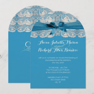 Rustic Country Lace Blue Wedding Invitations