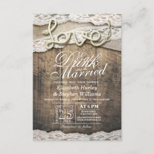 Rustic Country Lace EAT Drink Be Married Wedding Invitation