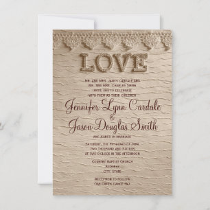 Rustic Country Lace LOVE Wedding Invitations