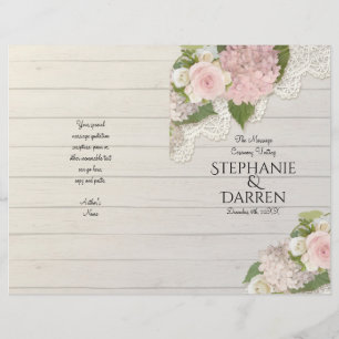Rustic Country Lace Wood Floral Ceremony Program