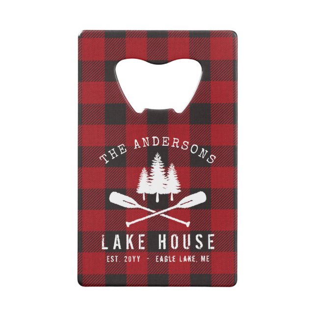 Rustic Country Lake House Tree Red Buffalo Plaid (Front)
