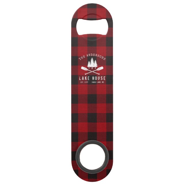 Rustic Country Lake House Tree Red Buffalo Plaid (Front)