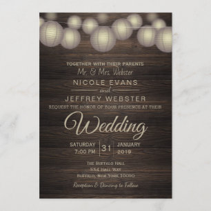 Rustic Country Lantern Barn Wedding Invitation