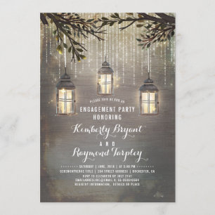 Rustic Country Lanterns Garden Engagement Party Invitation