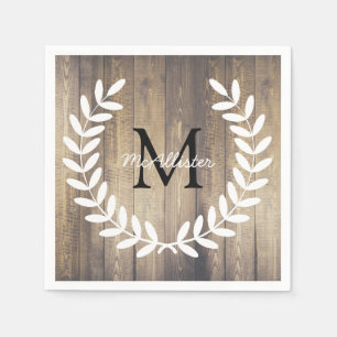 Rustic Country Laurels Barn Wood - Personalised Napkin