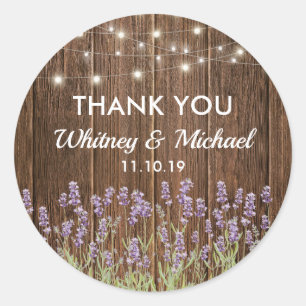 Rustic Country Lavender Lights Wedding Favour Classic Round Sticker