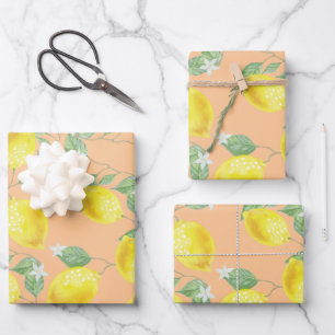 Rustic Country Lemons & Peach Wrapping Paper Sheet