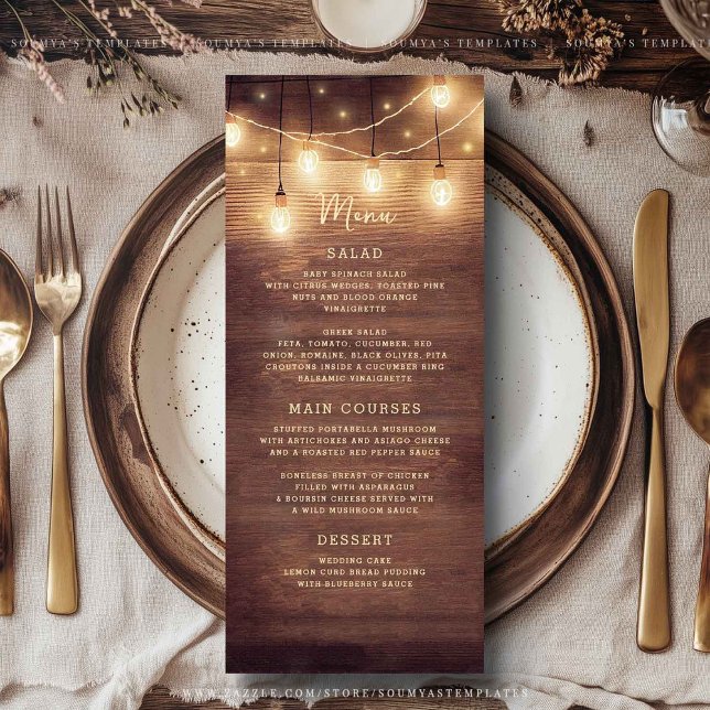 Rustic Country Lights Wedding Menu (Creator Uploaded)
