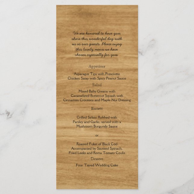 Rustic Country Lily Watercolor Wedding Menu (Front)