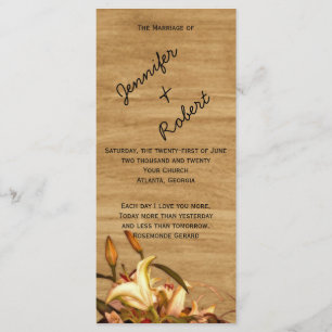 Rustic country Lily Watercolor Wedding Program Programme