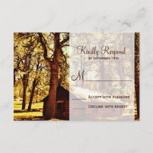 Rustic Country Log Cabin Woods Wedding RSVP Cards