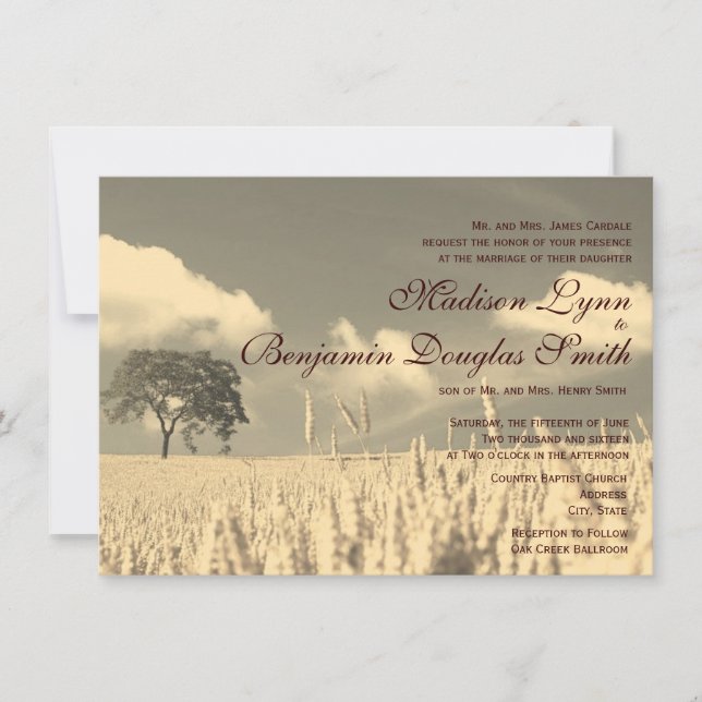 Rustic Country Lone Tree Wedding Invitations (Front)