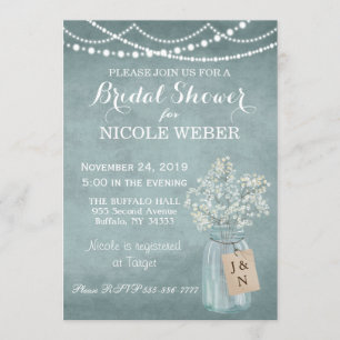 Rustic Country Mason Jar Barn Bridal Shower Invite