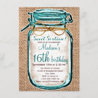 Rustic Country Mason Jar Birthday Invitation