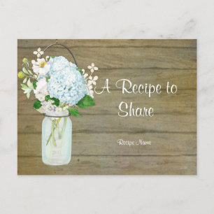 Rustic Country Mason Jar Blush Blue Hydrangeas Postcard