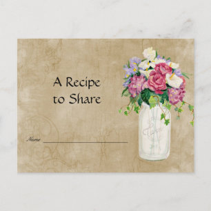 Rustic Country Mason Jar Bouquet Bridal Recipe Postcard