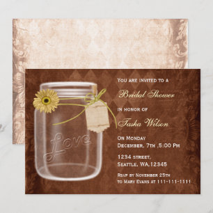 rustic country mason jar Bridal Shower Invitation
