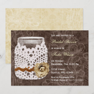 rustic country mason jar Bridal Shower Invitation
