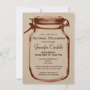 Rustic Country Mason Jar Bridal Shower Invitations