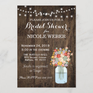 Rustic Country Mason Jar Bridal Shower Invite