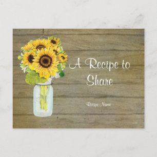 Rustic Country Mason Jar Flowers Sunflower Bouquet Postcard