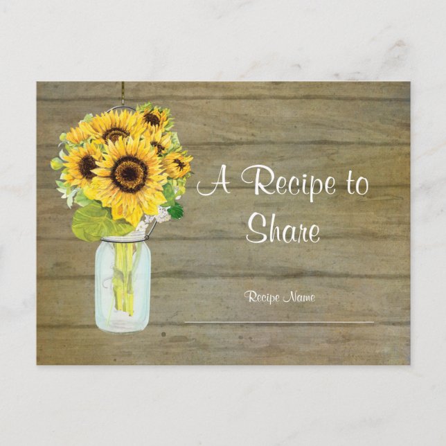 Rustic Country Mason Jar Flowers Sunflower Bouquet Postcard (Front)