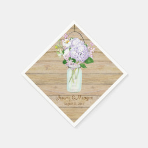 Rustic Country Mason Jar Flowers White Hydrangeas Napkin