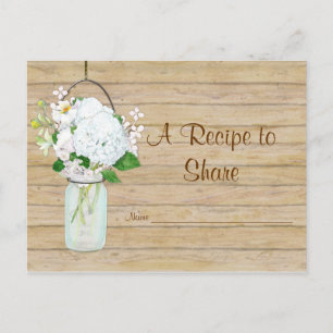 Rustic Country Mason Jar Flowers White Hydrangeas Postcard