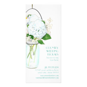 Rustic Country Mason Jar Flowers White Hydrangeas Rack Card