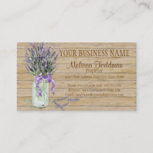 Rustic Country Mason Jar French Lavender Bouquet Business Card