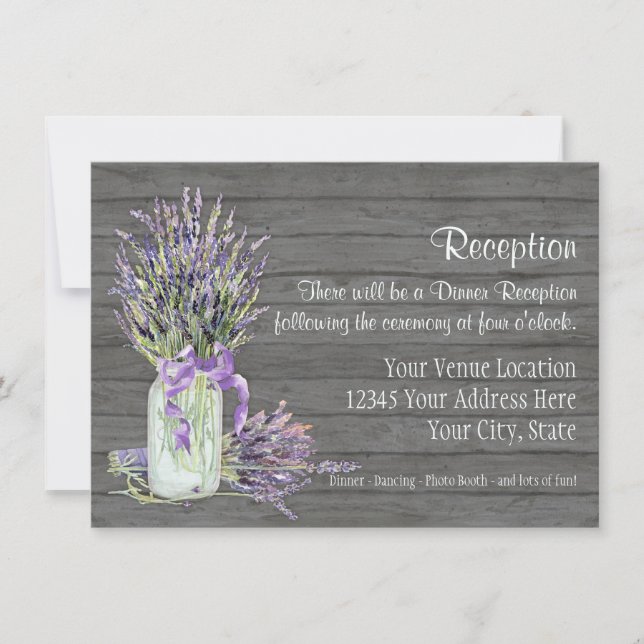 Rustic Country Mason Jar Lace n Lavender Floral Invitation (Front)
