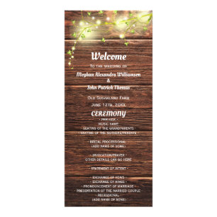 Rustic Country Mason Jar Lights Wedding Program Rack Card