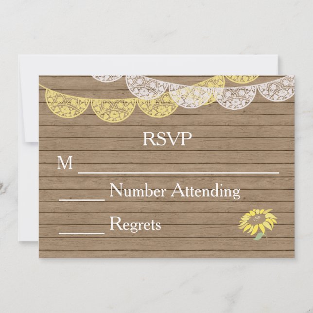 Rustic Country Mason Jar Sunflower RSVP Invitation (Front)