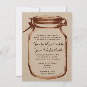Rustic Country Mason Jar Wedding Invitations