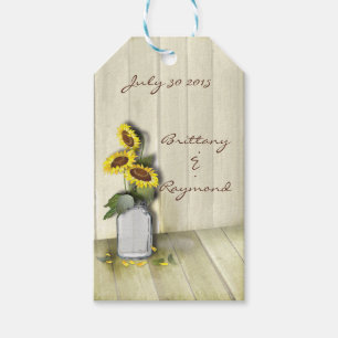 RUSTIC COUNTRY MASON JAR WITH SUNFLOWERS GIFT TAGS