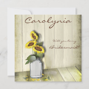RUSTIC COUNTRY MASON JAR WITH SUNFLOWERS INVITATION