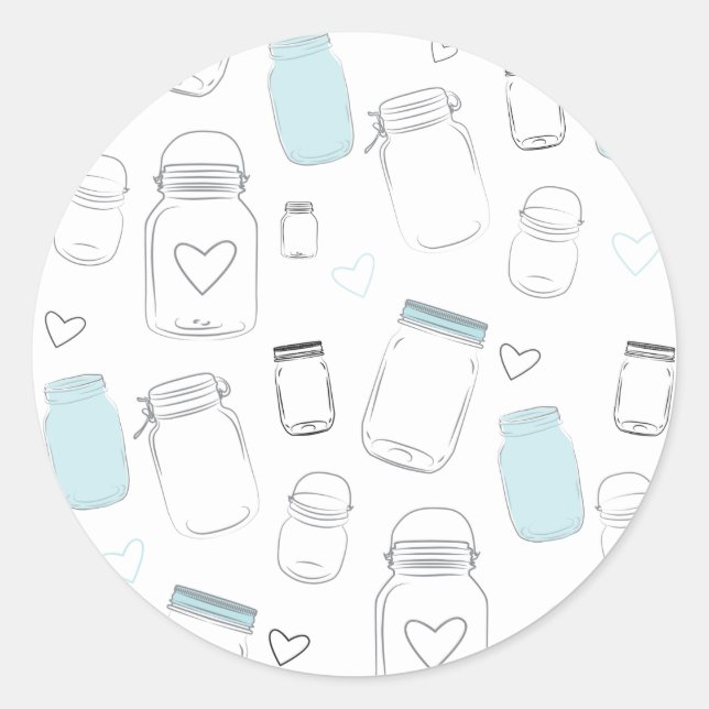 Rustic Country Mason Jars Party Favour Classic Round Sticker (Front)