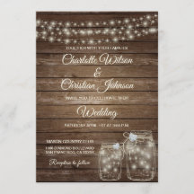 Rustic Country Mason Lights Wedding Invitation