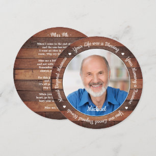 Rustic Country Memorial Poem Funeral Prayer Card  