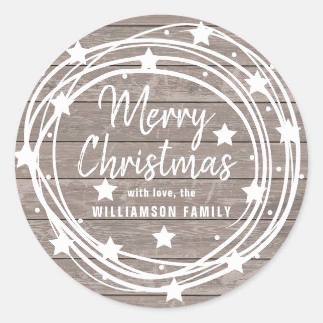 Rustic Country Merry Christmas Envelope Seal (Front)