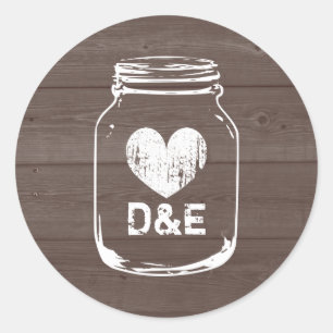 Rustic country monogram mason jar wedding stickers