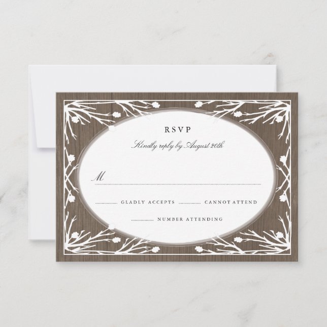 Rustic Country Monogram Wedding RSVP Card (Front)